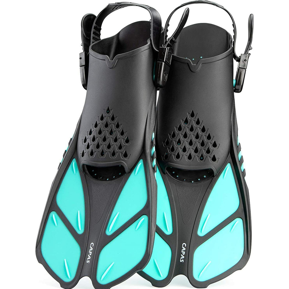 CAPAS Swim Fins, Snorkel‎ Fins with Travel Size Short Green S/M